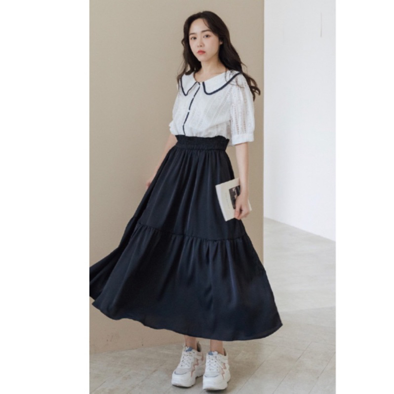 轉售Miustar 韓國RARA家布蕾絲拼接光澤雪紡洋裝