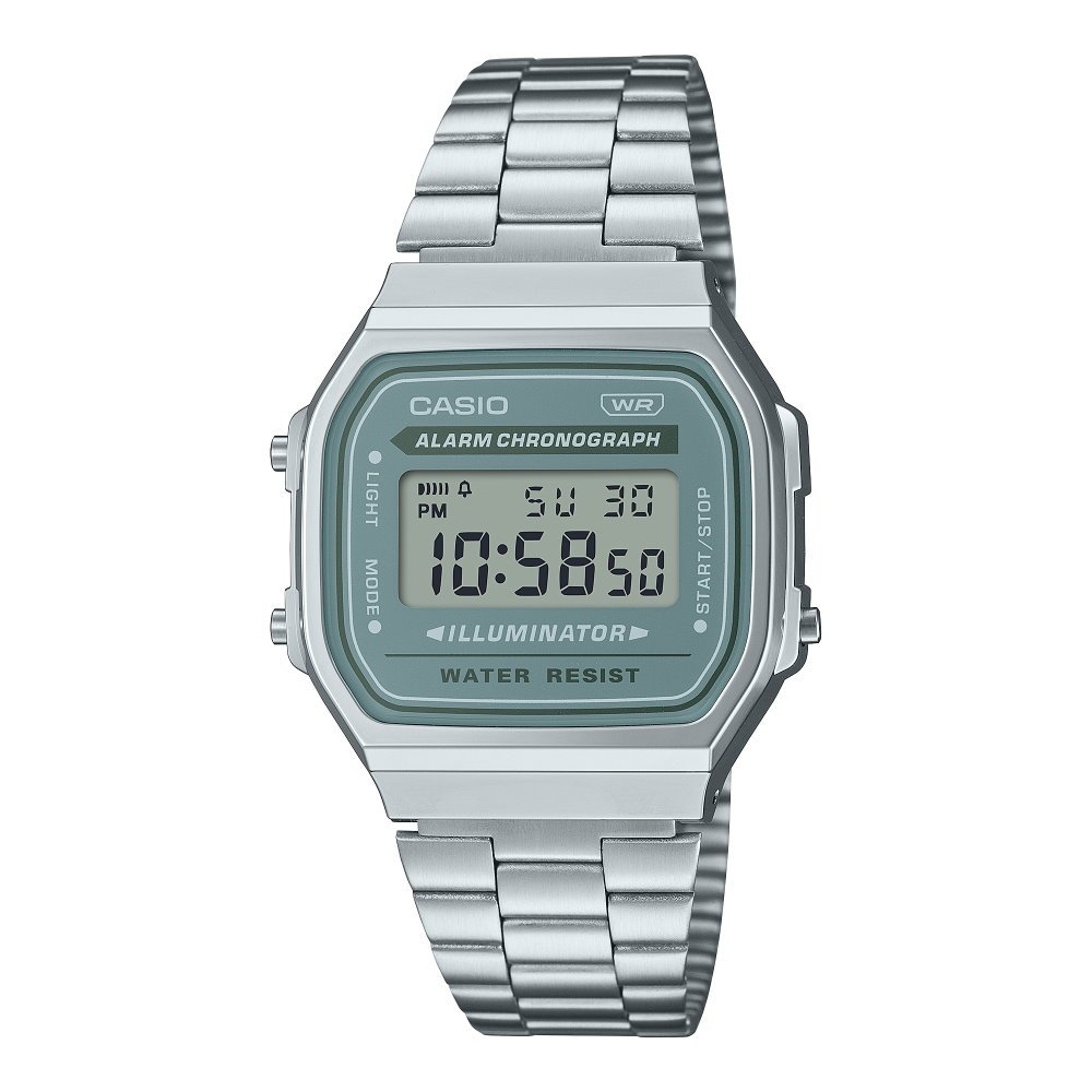 卡西歐 CASIO / A168WA-3A / 數位系列 (附錶盒) 灰色調錶面都會復古氣息