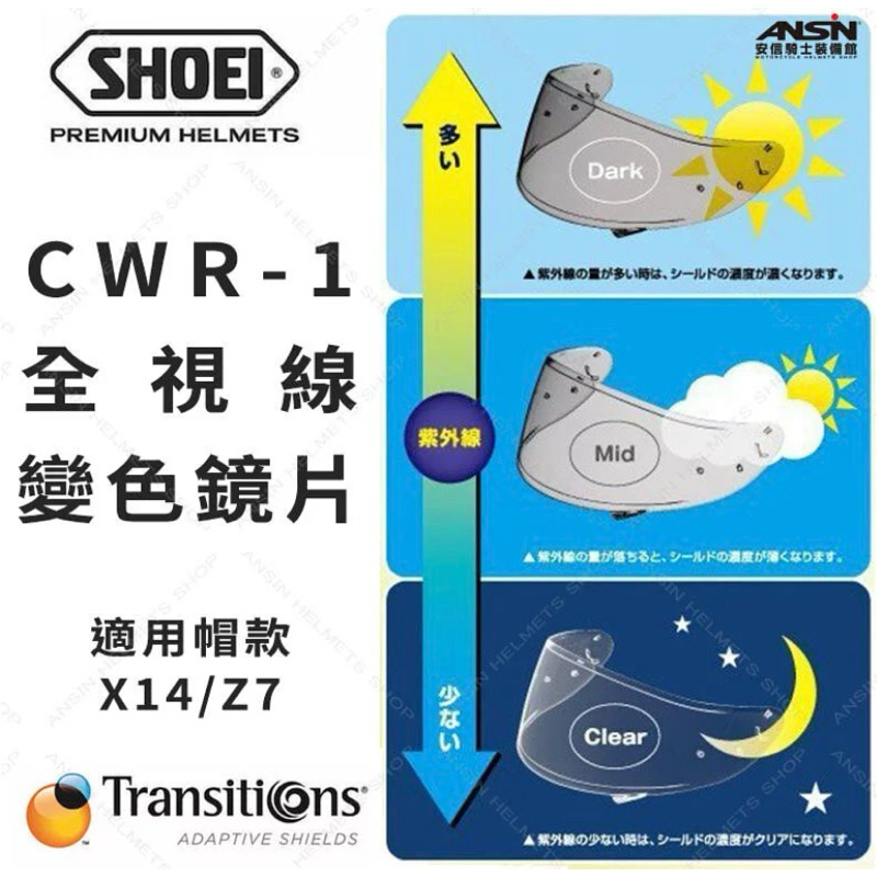 SHOEI CWR-1 全視線變色鏡片