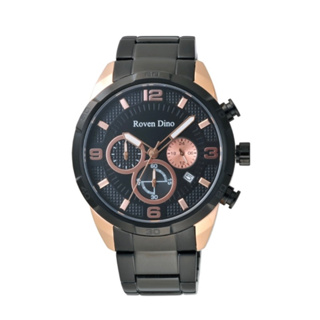 Roven Dino羅梵迪諾 頂尖對決時尚腕錶-黑x玫瑰金-RD6102BRG-498-45mm