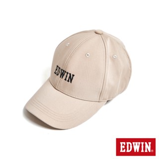 EDWIN 中性款 繡花棒球帽(淺卡其)