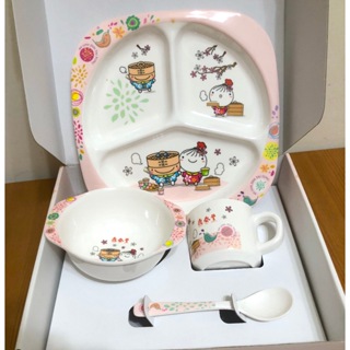 鼎泰豐 兒童餐具組 四件組 (湯匙 杯子 碗 餐盤) 可愛的小籠包娃娃&蒸籠娃娃