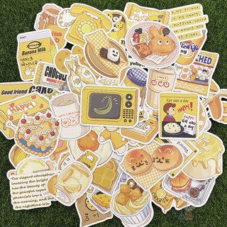 【現貨】🌸"50張入"INS 黃色的 日常生活 貼紙 PVC 防水貼紙 行李箱貼紙 安全帽貼紙 機車貼紙 手機貼紙