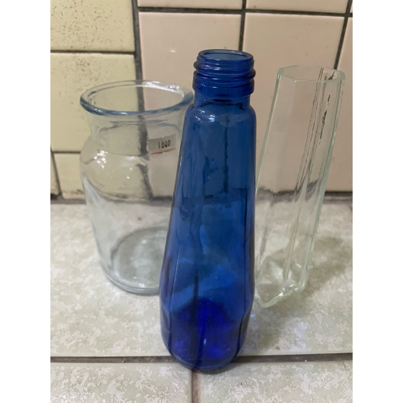 五十年vintage 早期古董海洋藍色老物玻璃瓶花瓶/古玻璃/老雜貨/花器/古道具