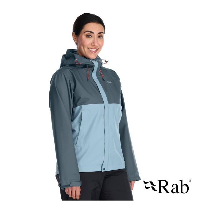 Rab Downpour Eco Jacket 女 輕量防風防水連帽外套 獵戶藍/灰 QWG-83 【陽昇戶外用品】