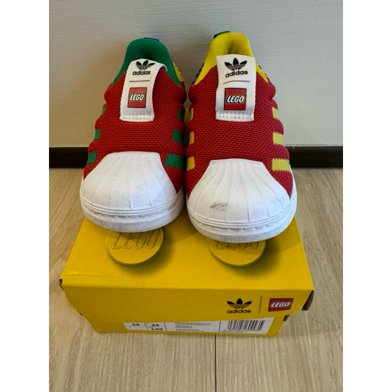 adidas 二手童鞋 休閒鞋 LEGO 樂高聯名款 童鞋US7K(腳長14cm) 紅色 六成新 附鞋盒