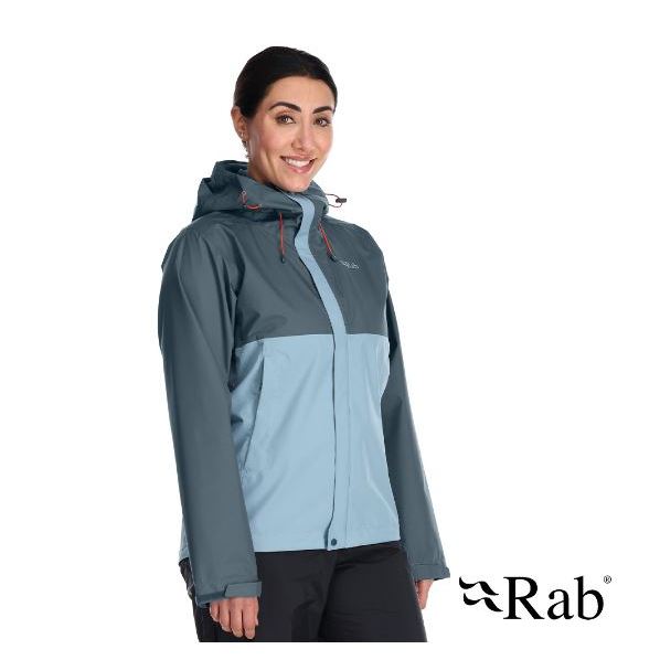 Rab Downpour Eco Jacket 女 輕量防風防水連帽外套 獵戶藍/灰 QWG-83【陽昇戶外用品】