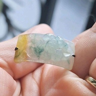 緬甸天然冰三彩翡翠綁繩蓮花戒指！＜室外跟室內照＞