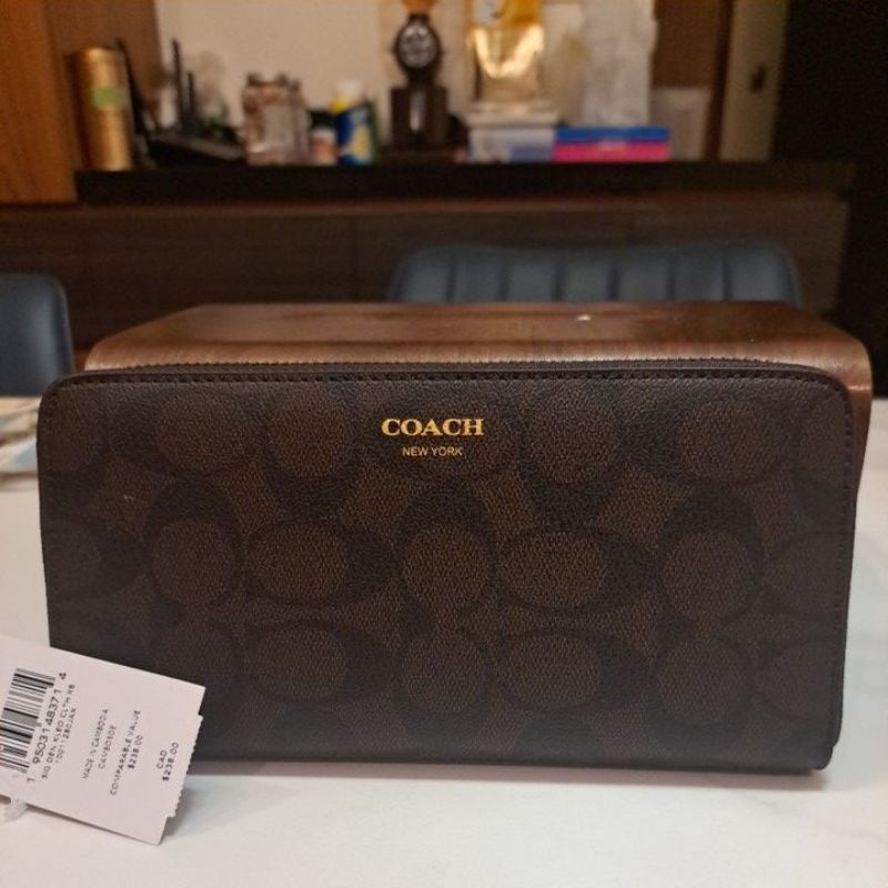 Coach全新滿版咖啡老花長夾