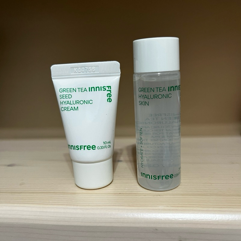 innisfree 小樣 綠茶系列 綠茶玻尿酸保濕調理液 25ml 綠茶籽玻尿酸保濕霜 10ml