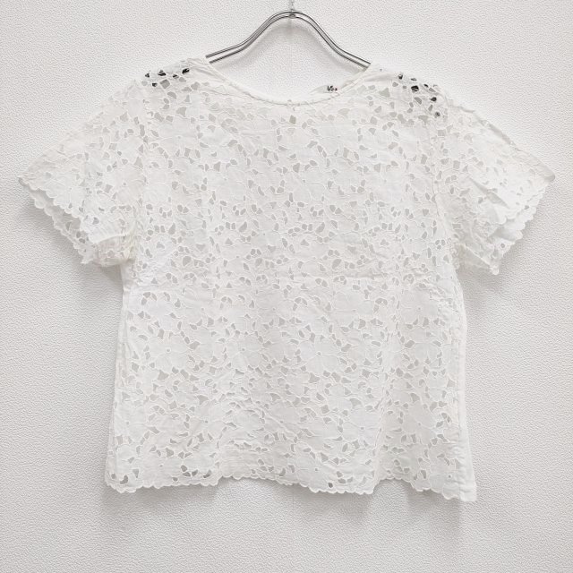 45R/45rpm 鏤空 蕾絲平紋針織衫  2 碼襯衫 白色100％純棉