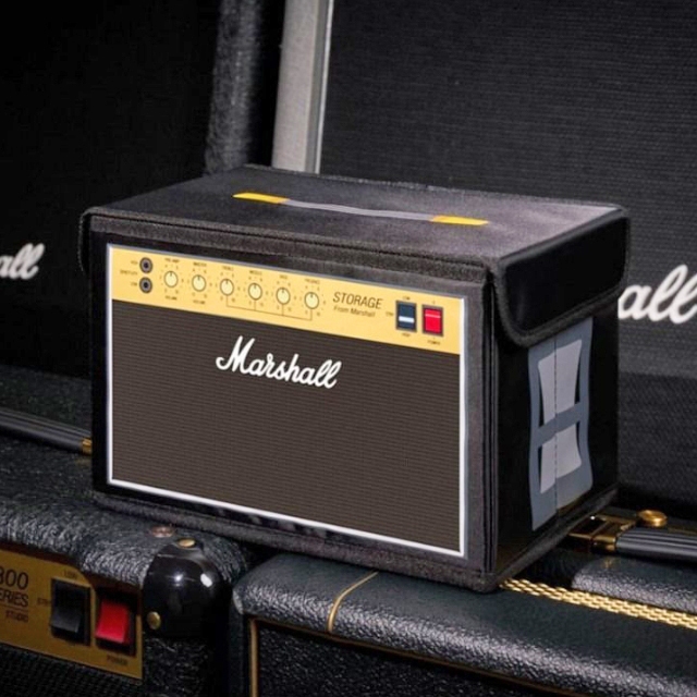 ★JS日雜附錄★ Marshall 黑色音箱造型掀蓋魔鬼氈小物雜貨收納箱 音響喇叭桌上收納