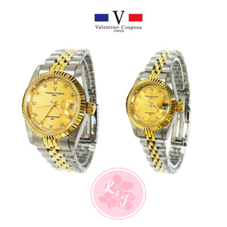 【valentino coupeau范倫鐵諾】 V12169T金銀鑽 不銹鋼 防水手錶 放大日期 情侶對錶 原廠公司貨