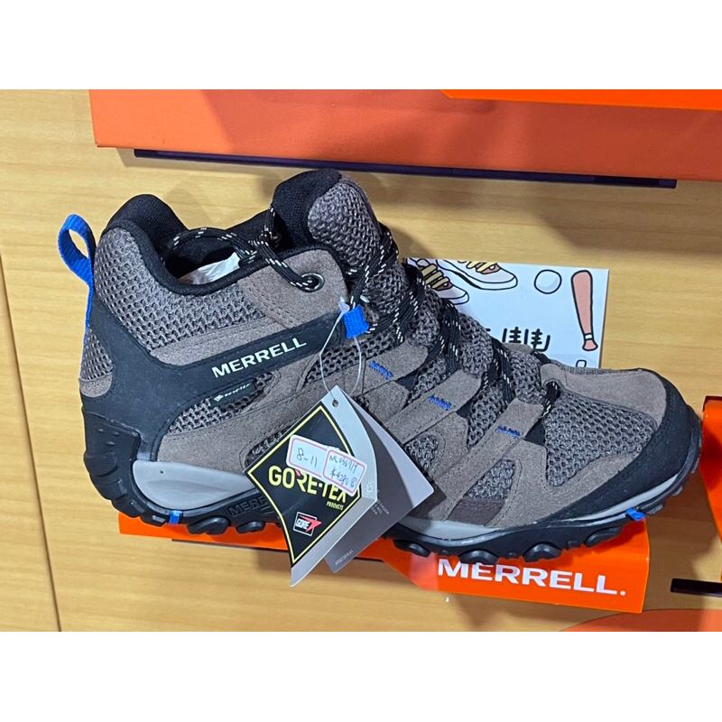 大灌體育👟 Merrell 登山鞋 Alverstone Mid GTX 男 防水 戶外 咖啡藍黑 ML036719