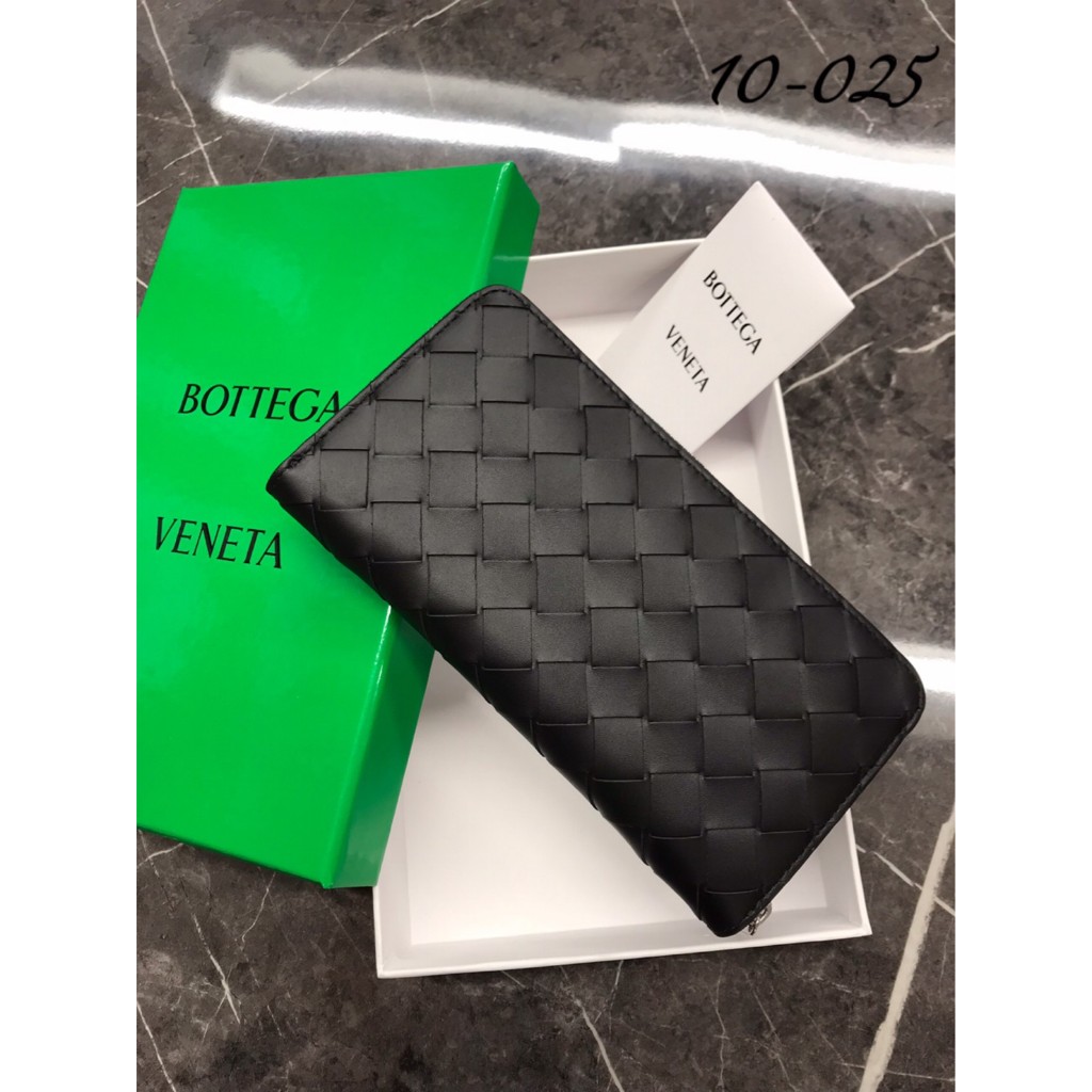 高雄凡賽斯歐洲精品 BOTTEGA VENETA BV 基本款 編織皮革牛皮拉鍊長夾 黑色 長夾 皮夾 錢包