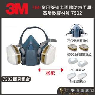 【工安防護專家】【3M】7502 防毒面具 防毒面罩 半面體 雙罐式 工業用 農藥 噴漆 木工 甲醛 濾毒罐 濾棉 3m