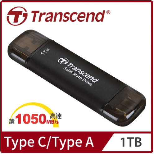 Transcend 創見 ESD310C USB3.2/Type C 1TB 雙介面固態行動碟
