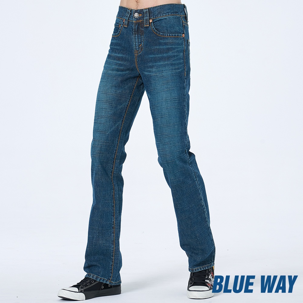 BLUE WAY - 男款 紅骷髏丹寧直筒褲（29碼）