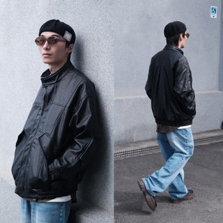 【DTT】🛵 Leather Jacket 立領荔枝紋皮革外套 皮外套 騎車 外套 經典 復古 寬鬆 日系 荔枝紋 男女