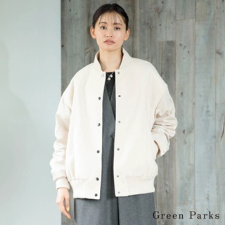 Green Parks 異素材拼接抓褶袖前扣式運動夾克(6P37L0Z0100)