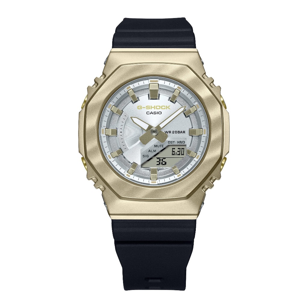 CASIO G-SHOCK 金屬外框 銀色金屬印花錶盤 運動潮流錶 GM-S2100BC-1A