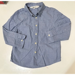 二手-H&M男童純棉條紋長袖純棉薄襯衫 2歲 約90cm