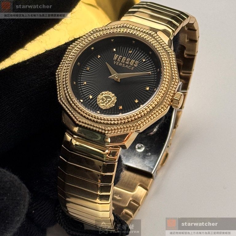 VERSUS VERSACE手錶,編號VV00384,38mm金色錶殼,金色錶帶款