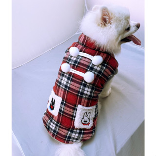 ☛ FAMstore☚現貨 格紋黑白兔背心 寵物服飾 貓狗衣 狗衣服 寵物衣物 寵物外套 貓衣服 寵物衣 寵物背心