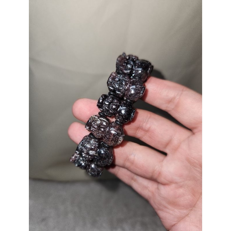 收藏級 黑加侖 貔貅 手排 超七 23mm+/95.6公克/手圍17公分