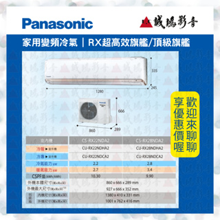 Panasonic國際牌家用冷氣目錄 RX超高效旗艦冷專變頻CS-RX22NDA2/CU-RX22NDCA2~2.2kW