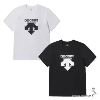 Descente 迪桑特 男裝 女裝 短袖上衣 彈性 印花 白/黑【運動世界】O13UTS12WT/O13UTS12BK