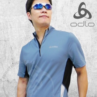 【ODLO】男 款 半門襟短袖透氣排汗衫 運動休閒上衣 抗UV 快速排汗 透氣 輕量化_藍_346112