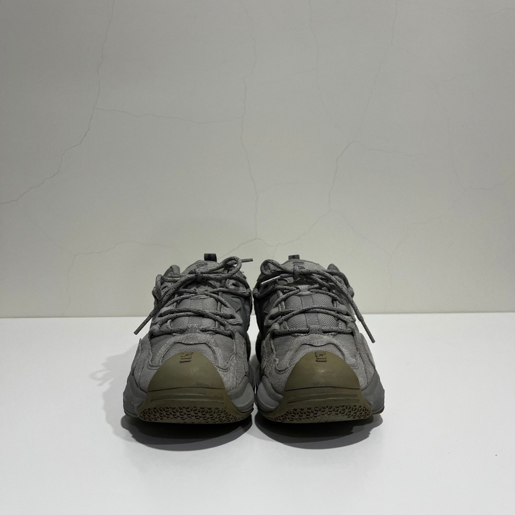 二手｜FILA  老爹鞋(灰綠色) 鞋底磨損嚴重 鞋面已有整理