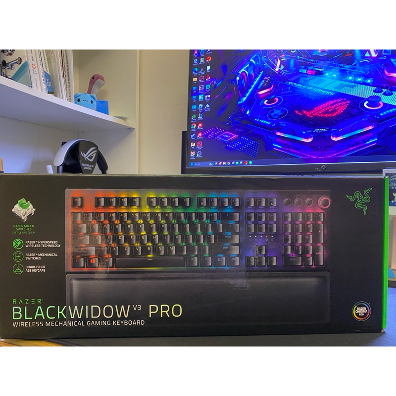 【RAZER 雷蛇】BLACKWIDOW V3 PRO 黑寡婦蜘幻彩版V3 Pro 電競鍵盤 綠軸