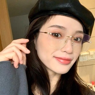 韓系百搭文青無框金屬珍珠方框眼鏡 平光鏡 質感 小紅書 ins 無度數 素顏 無度數