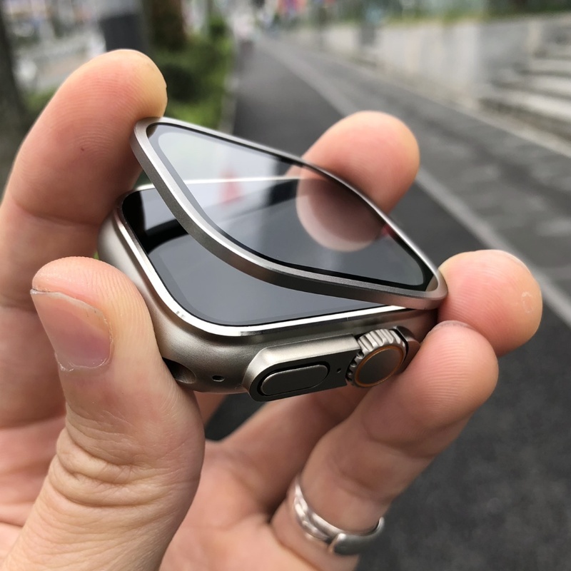 鋁合金邊框+鋼化膜 適用 Apple Watch 9 Ultra 保護貼 49mm 手錶保護膜 蘋果 49mm手錶保護貼