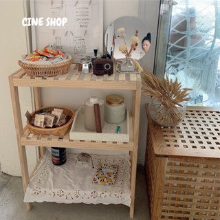 韓國🛒ins簡約原木置物架 三層 / 四層收納架 整理架 儲物架 實木層架 花架 排骨架 隔板架 書架 架子