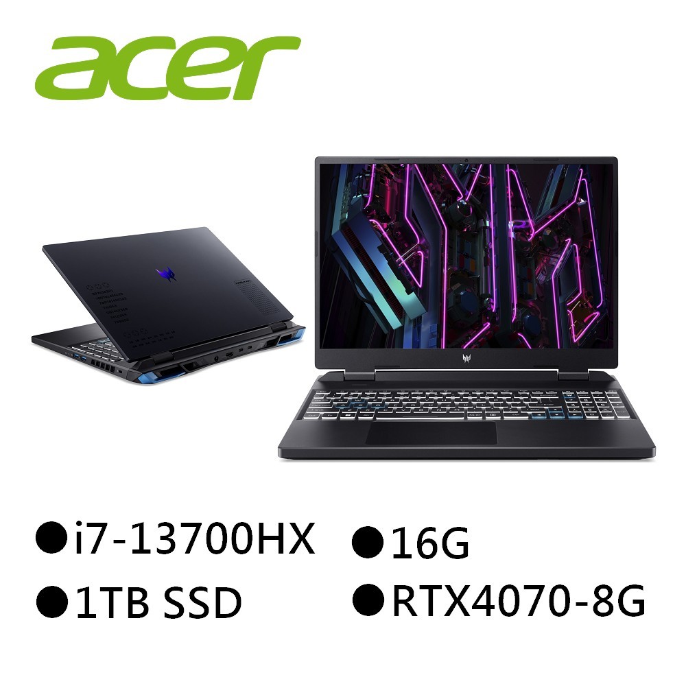 宏碁Acer PHN16-71-781X 16吋電競筆電 i7-13700HX/16G/1TSSD/RTX4070