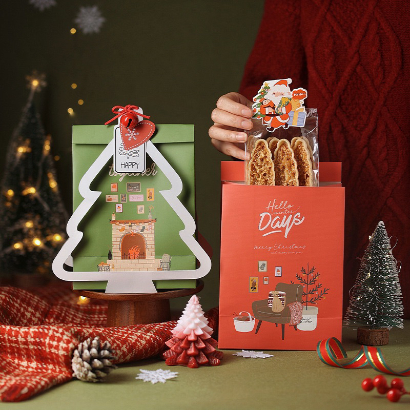 『Mi烘培』聖誕節系列包裝紙袋5入裝 手工餅乾袋 曲奇餅乾袋 瑪德蓮 費南雪 包裝袋 雪花酥 紙袋 聖誕節 聖誕禮物