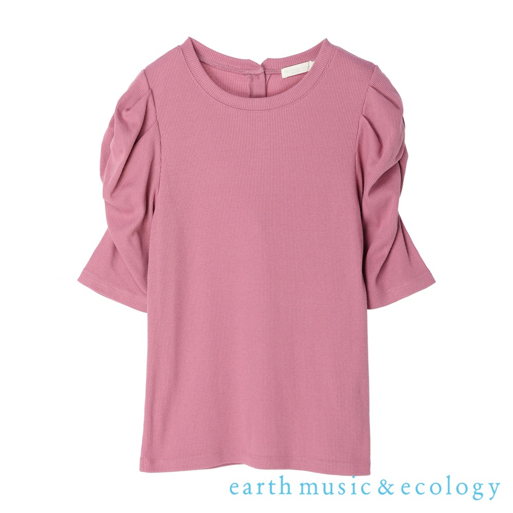earth music&ecology 扭結打摺蓬袖設計圓領上衣(1M23L1C0400)