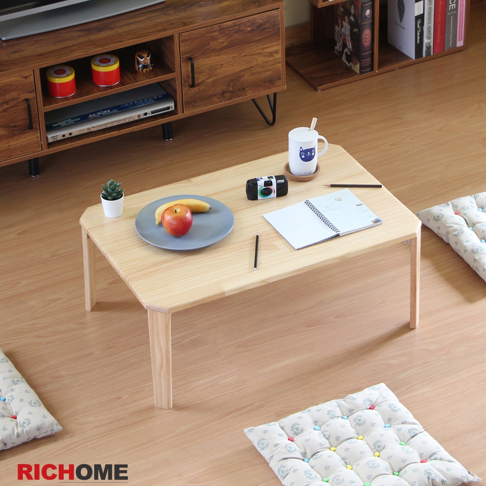 RICHOME 福利品 TA-348 天然原木摺疊和室桌 茶几 筆電桌 書桌 邊桌 摺疊桌 和室桌