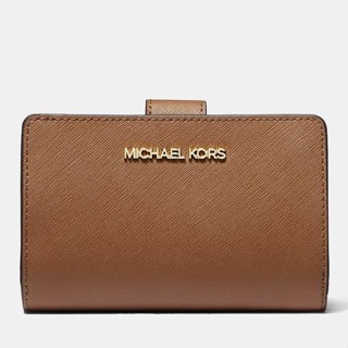 MICHAEL KORS 經典雙層中夾 十字紋防刮真皮 雙折錢包 長夾 皮夾 M09694 焦糖色MK(現貨)