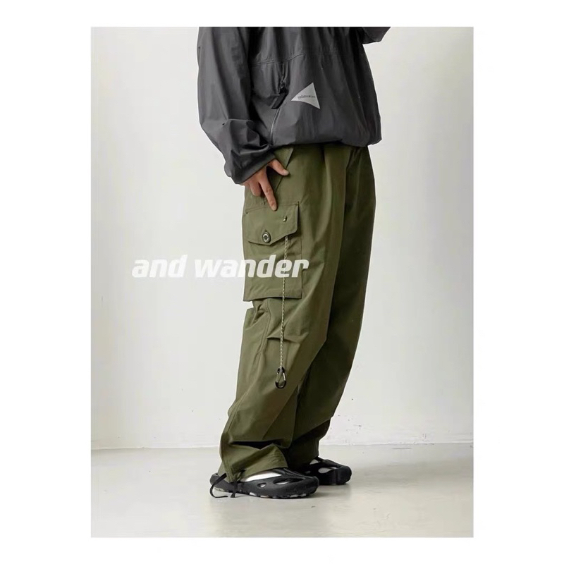 日本代購🇯🇵23 And wander Pants 傘兵 腰帶 長褲 工作褲 口袋 露營 山系 品牌 潮流 三角