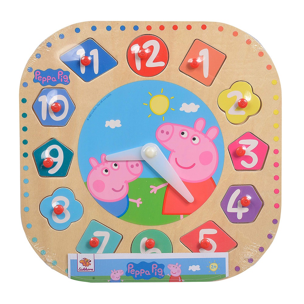 Peppa Pig 佩佩豬 粉紅豬小妹-木製學習鐘