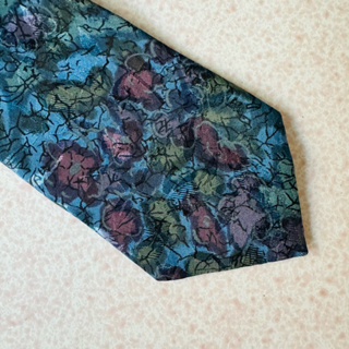 二手 現貨 古著 YUANLI 花紋 染色 紳士古董絲質 幾何領帶 tie 經典