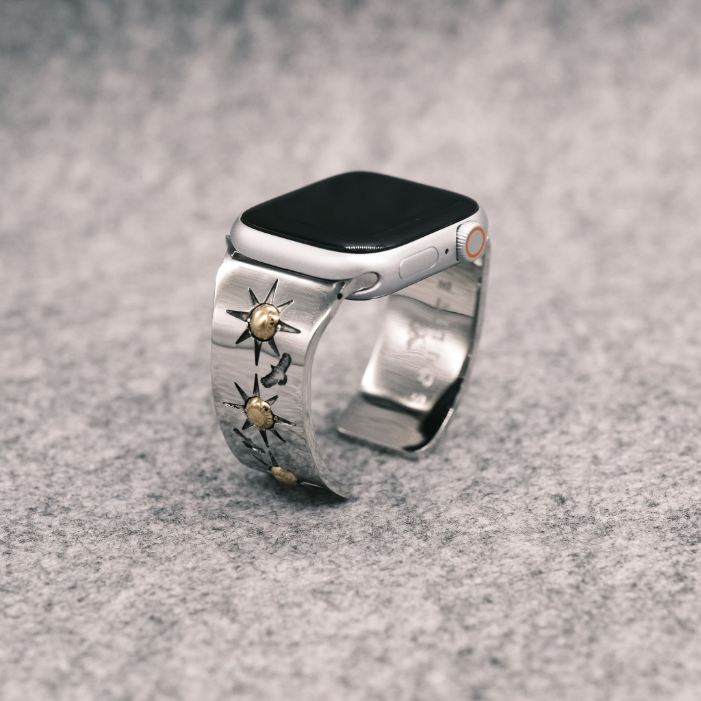 SUN EAGLE GOLD SOULITE apple watch 錶帶 不鏽鋼 goros 八本雕 點金 高山隆