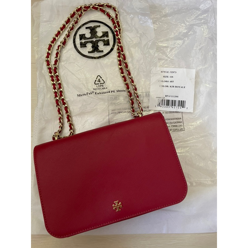 TORY BURCH 52973 紅色 防刮皮革 肩背/斜背鏈包