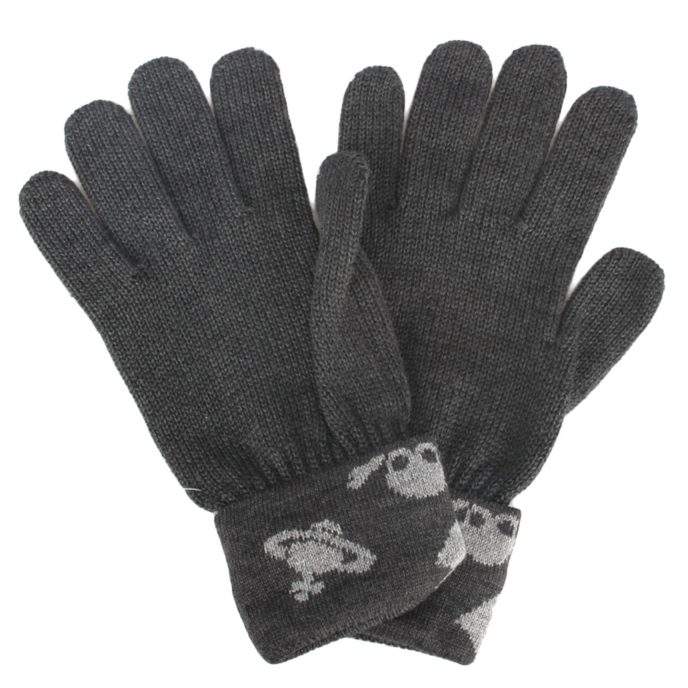 Vivienne Westwood骷髏行星毛線反摺針織手套(黑灰)910561-1