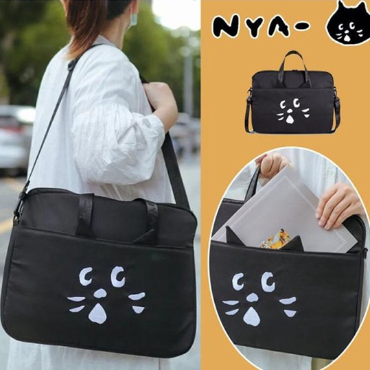 日本驚訝貓電腦包 筆電包 筆電包 14吋筆電包 手提電腦包 肩背包 公事包 升級加厚氣囊 可愛貓咪筆電包