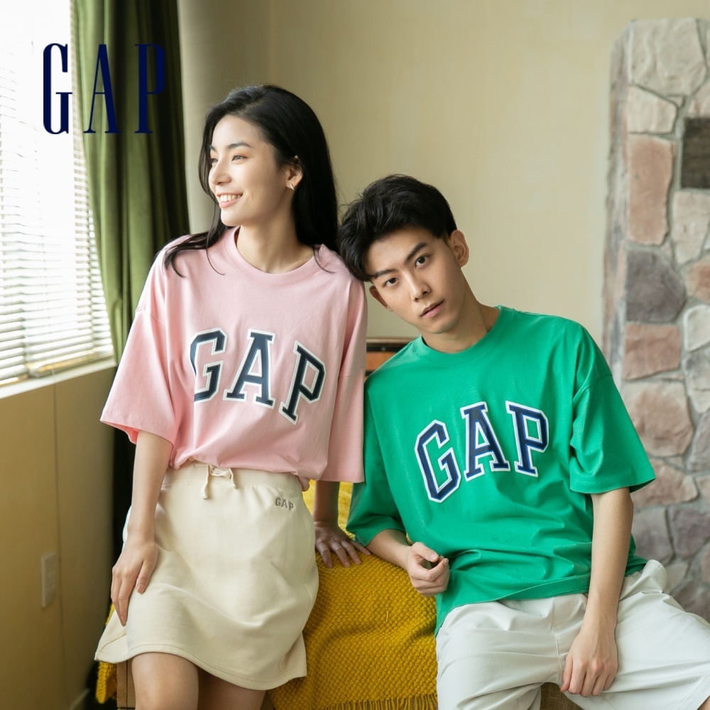 Gap 男女同款 Logo純棉短袖T恤 厚磅密織親膚系列-多色可選B組(688537)
